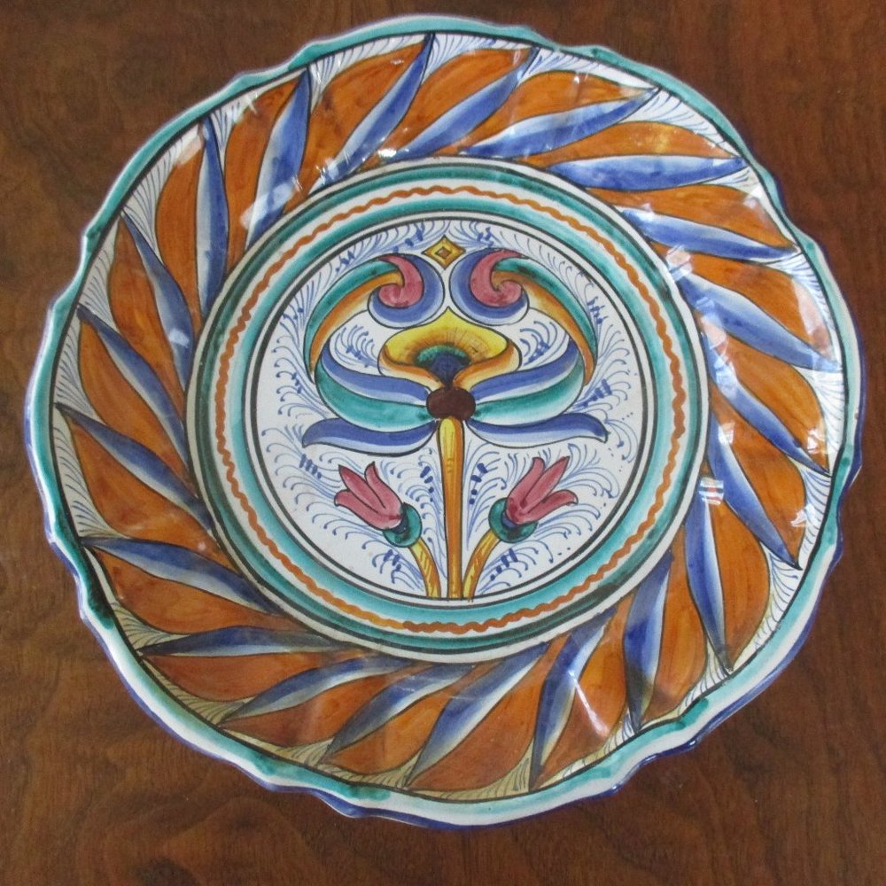 Vintage Italian Ceramic Hanging Plate Giotto Deruta Stilvetra Roma pottery